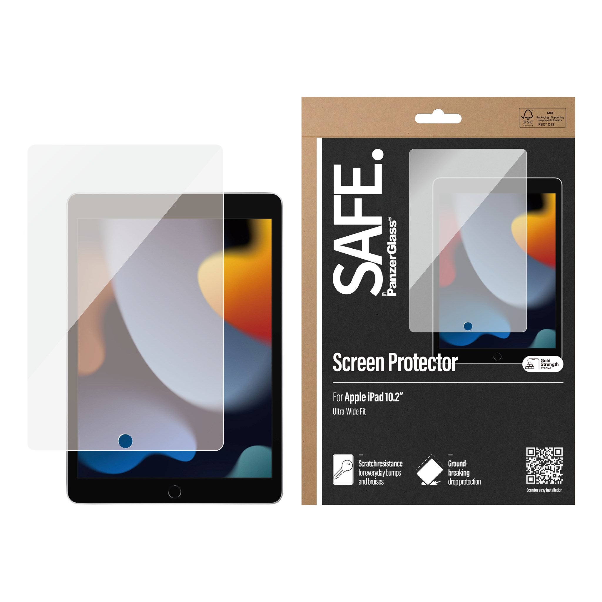SAFE. by PanzerGlass® Displayschutz iPad 10.2'' (2019-2021) | Ultra-Wide Fit